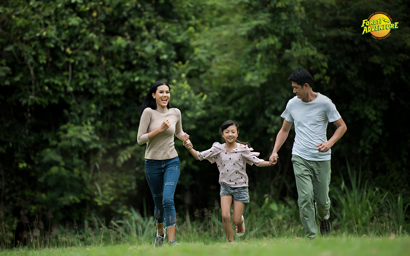 A Family having fun outdoors.